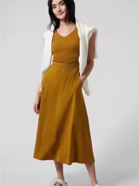 Gorgeous ATHLETA Ryder XS Dress Brass Yellow Gold Sz Extra Small Ret $128